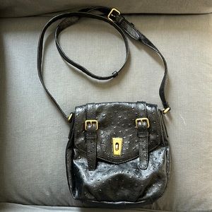 Black Ostrich Print Crossbody